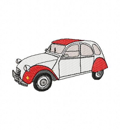 2CV 2 Colour Embroidery Design